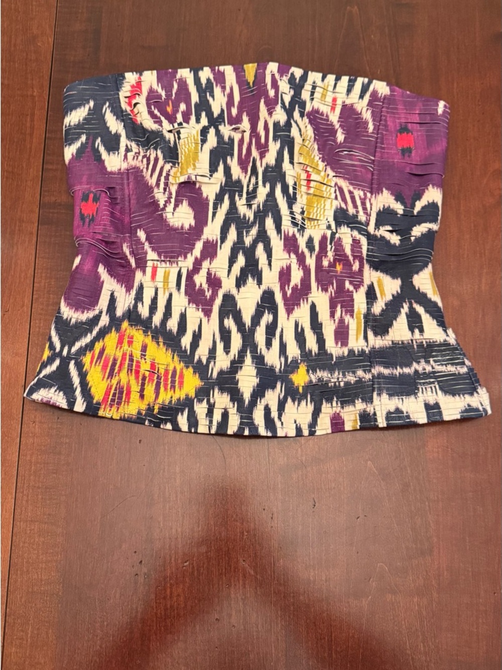 Ralph Lauren Purple Label Esteri Ikat-Print Nappa Leather Bustier - Picture 5 of 10